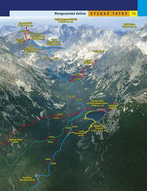 mapa turistickej trasy zo Štrbského plesa na Popradské pleso