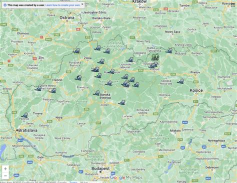 Mapa veľkých lyžiarskych stredísk na Slovensku