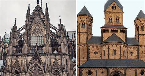 rozdiely medzi gotickým a iným architektonickým štýlom na porovnanie