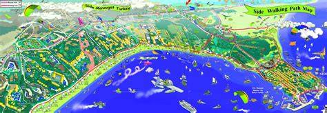 turistická mapa pláže Evrenseki pri Side