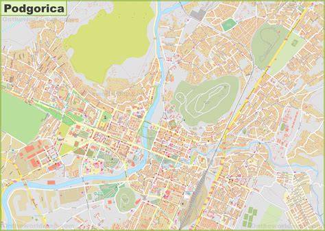 Podgorica mapa a centrum