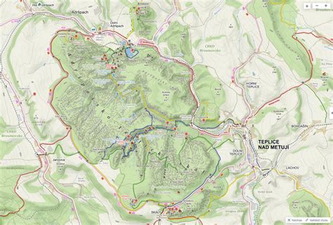 Mapa okruhov adršpašsko-teplické skály