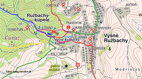 kúpele Vyšné Ružbachy mapa okolitého areálu