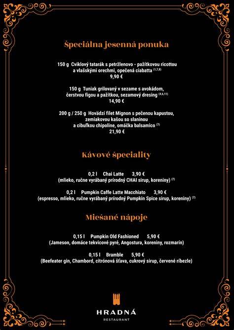špeciálne jedlá a menu hotela