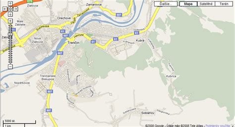 mapa Trenčína a okolia
