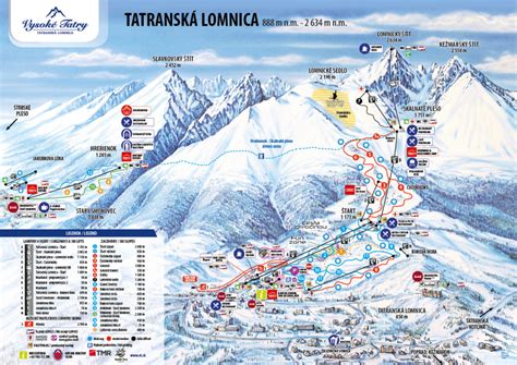 Mapa trasy lanovky Tatranská Lomnica Skalnaté Pleso