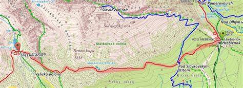 Mapa trasy z Tatranskej Polianky na Sliezsky dom