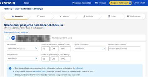 vizualizácia procesu online check-in Ryanair