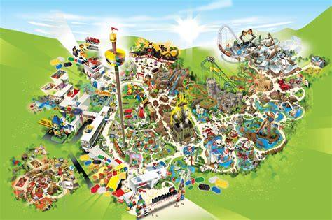legoland Deutschland mapa areálu a atrakcie