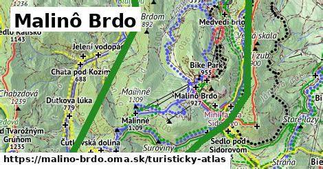 turisticka mapa okolov Malinô Brdo a Vlkolínec