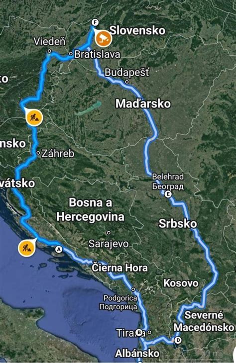 mapa prímorských destinácií Albánsko