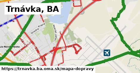 Mapa s bratislavskou mestskej časť Ružinov a Trnávka