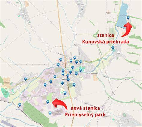 mapa miesta retail parku Senica
