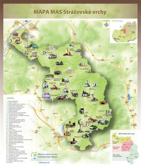geografická mapa Strážovské vrchy s trasami