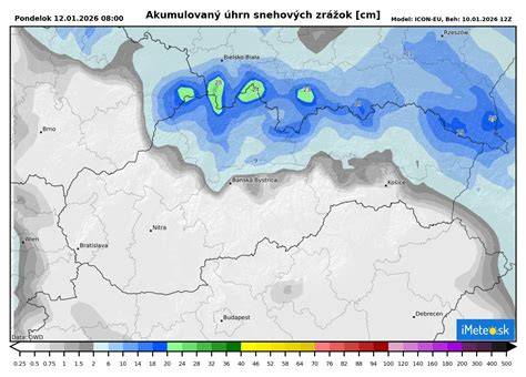 infografika snehových zrážok v regiónoch