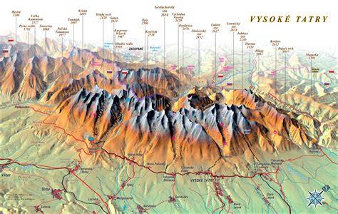 Mapa oblastí Vysoké Tatry a okolí
