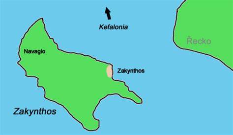 mapa Zakynthosu a chránené zóny