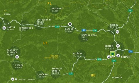 Mapa s vyznačením polohy CTPark Košice a D1