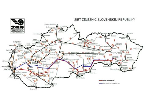 cestovanie vlakom po regiónoch Slovenska (mapa trase)