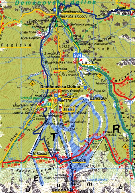 mapa demänovská dolina a jasná