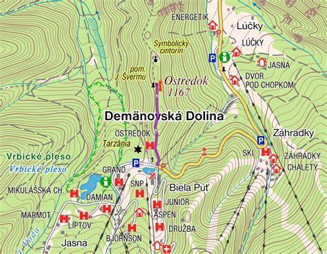 mapa Demänovská dolina a Luková